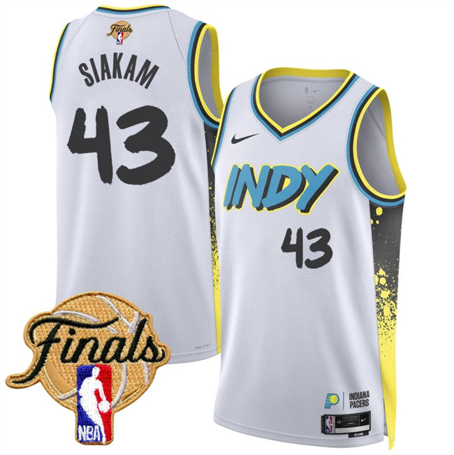Men's Indiana Pacers #43 Pascal Siakam White 2024/25 Finals City Edition  Stitched Basketball Jersey